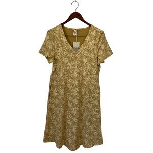 Pact NWT Organic Cotton Yellow Floral Print Summer Dress Pockets Large